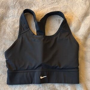Nike Women's Black Sports Bra with White Logo